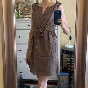 Anthropologie taupe sleeveless shift dress